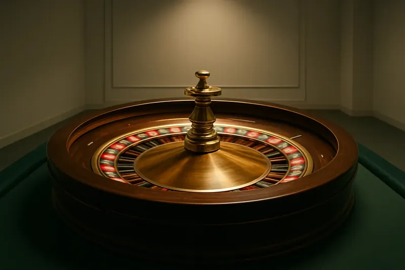 Close-up of live roulette wheel spinning in elegant casino lighting
